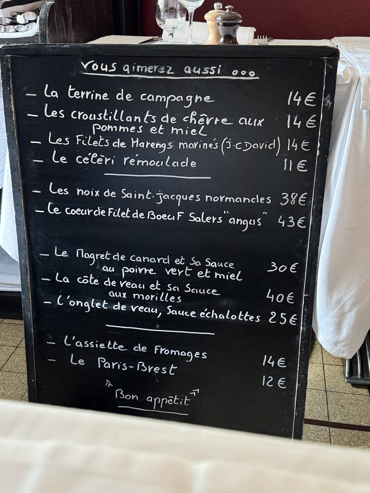 Chez René меню
