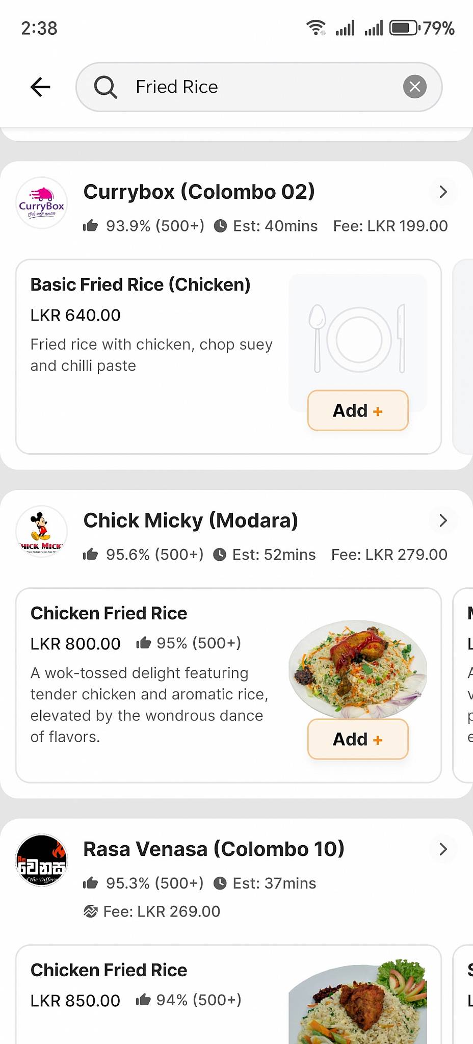 Chick micky меню