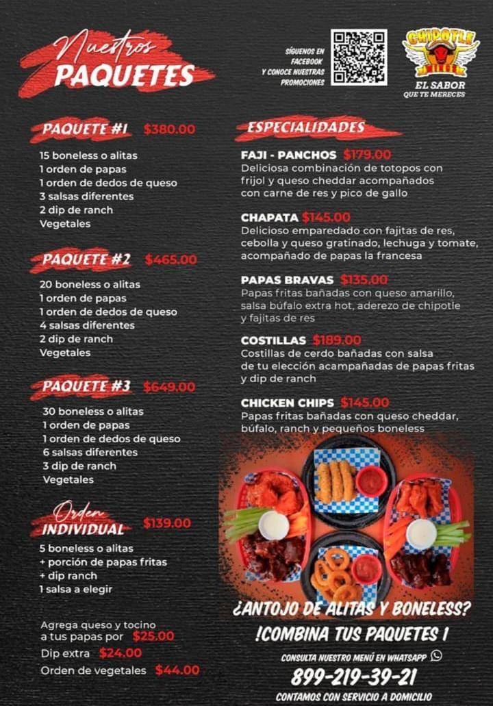 Chipotlewings меню