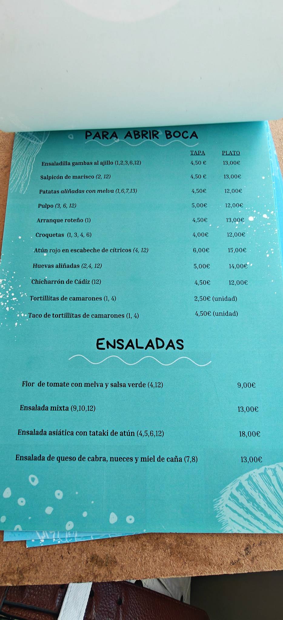 Chiringuito Galápagos меню