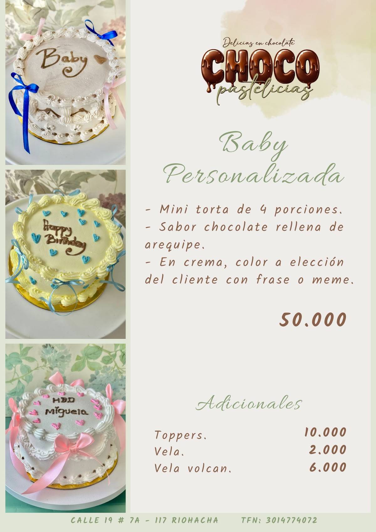 Chocopastelicias меню