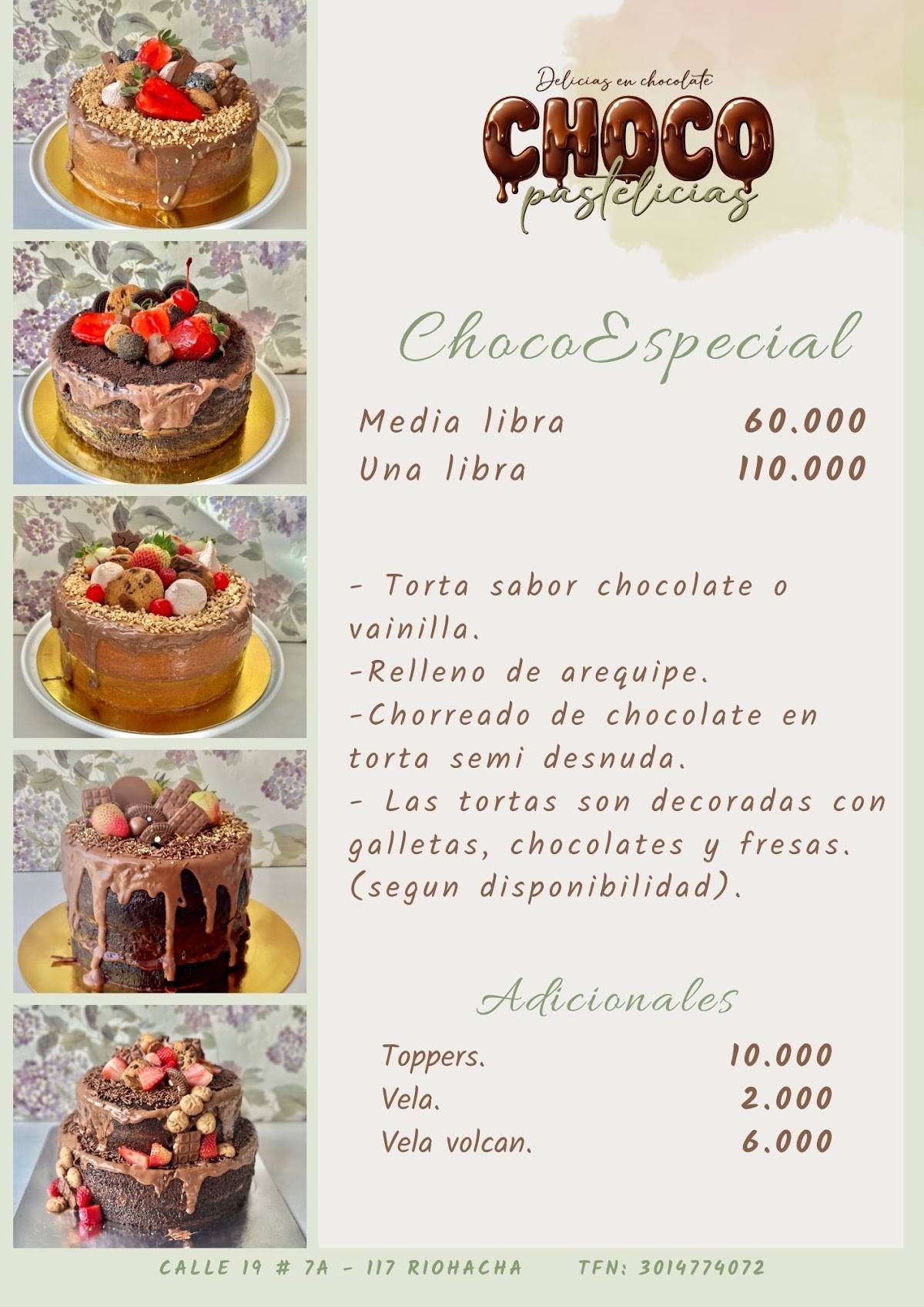 Chocopastelicias меню