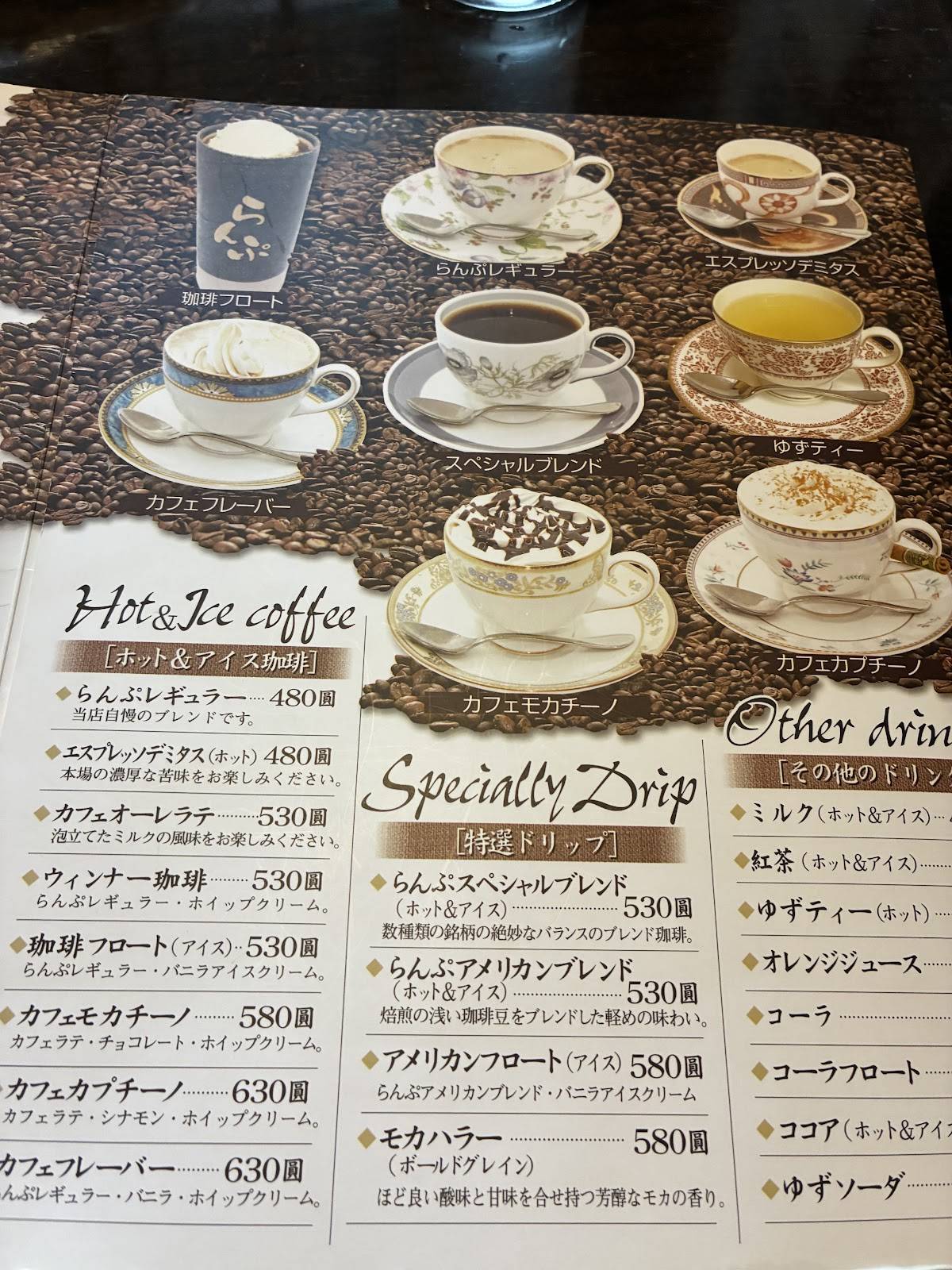 Coffee Shop Ranpu Inazawa меню