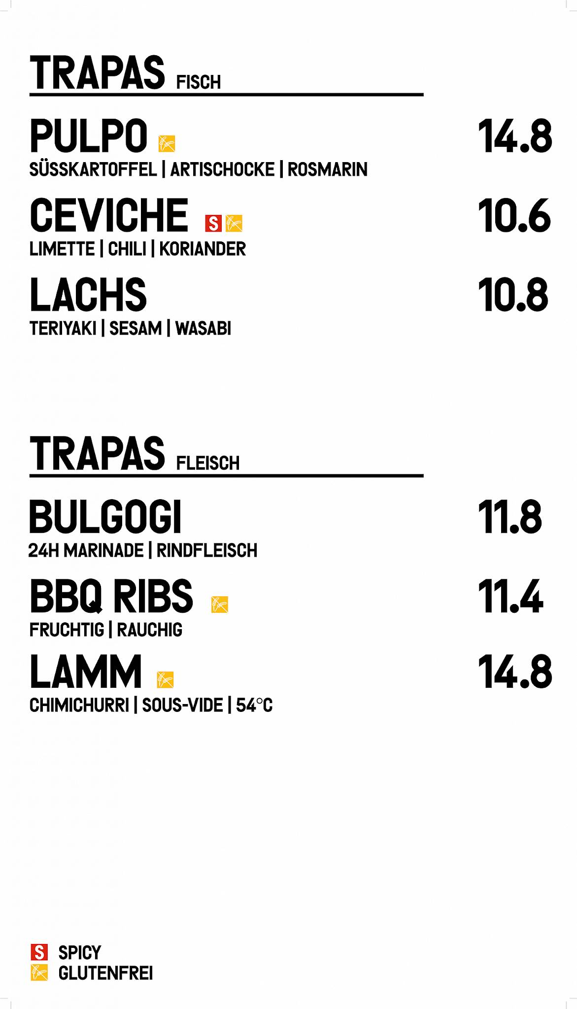 Trapas меню