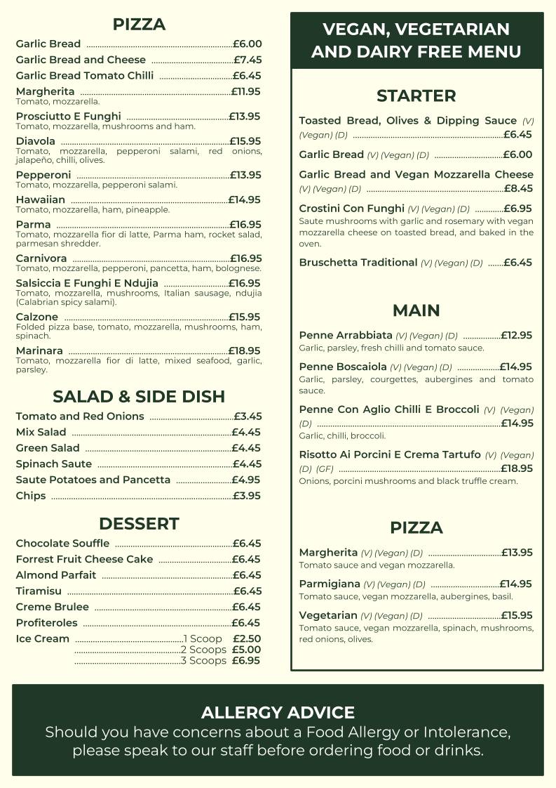 Colosseo Italian Restaurant меню