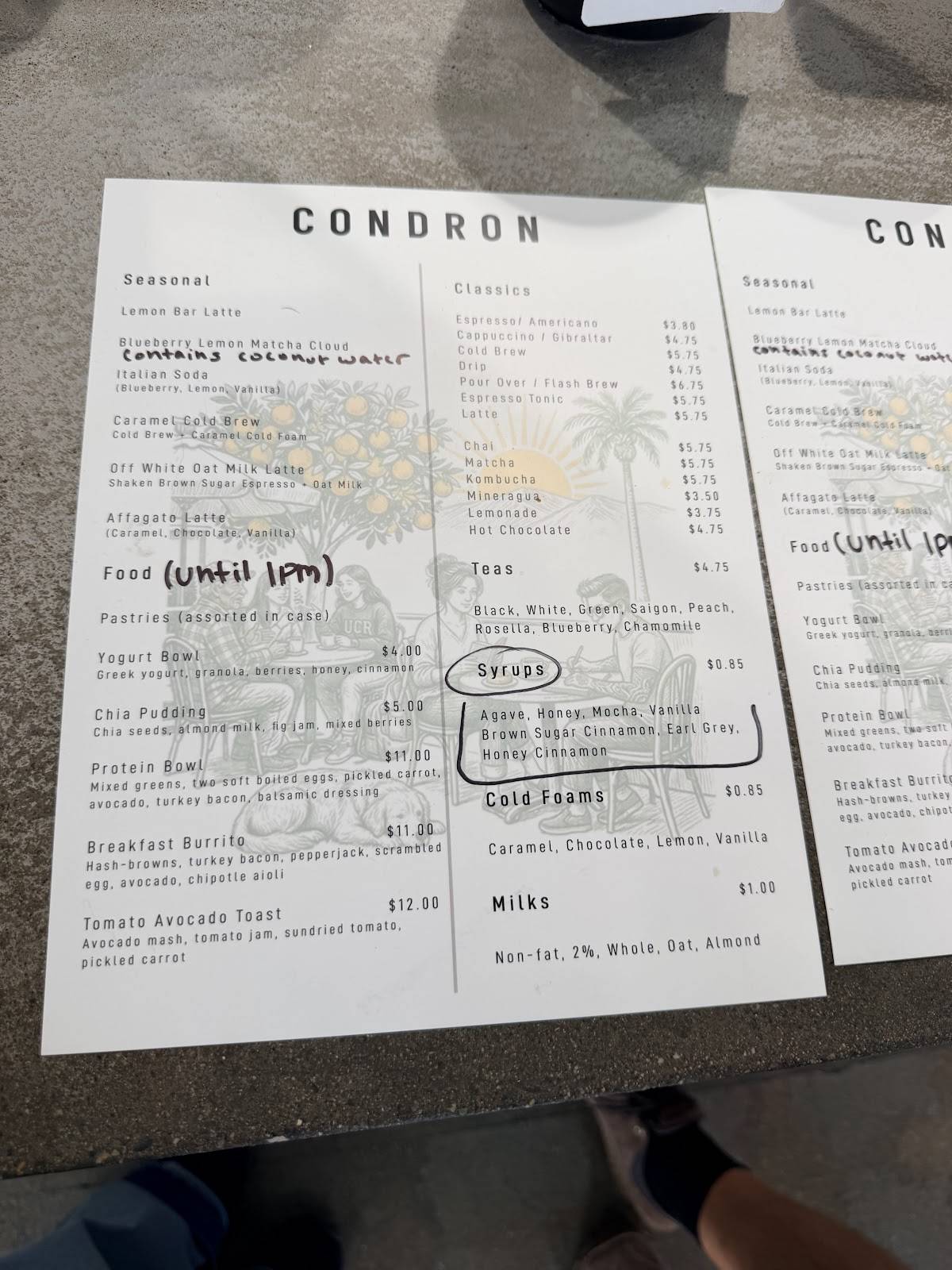 Condron Coffee меню