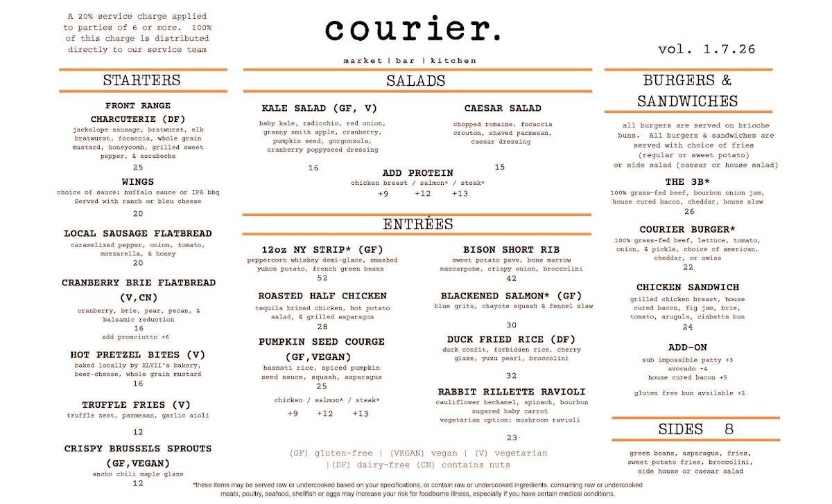 Courier Kitchen & Bar меню