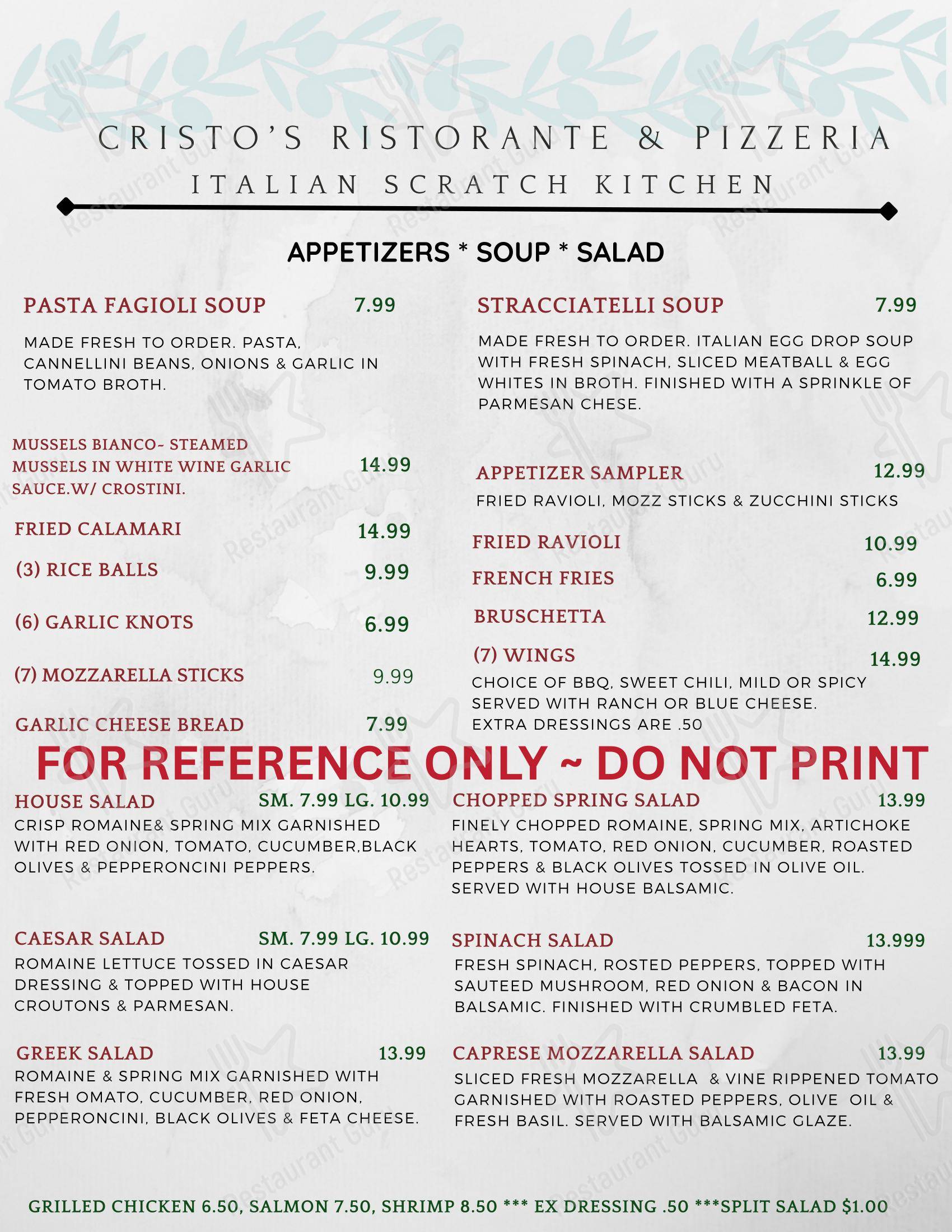 Cristo's Ristorante & Pizzeria в Ролях - Меню напитков