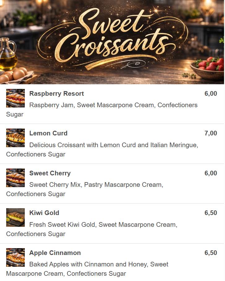 Croissant Lab Split меню