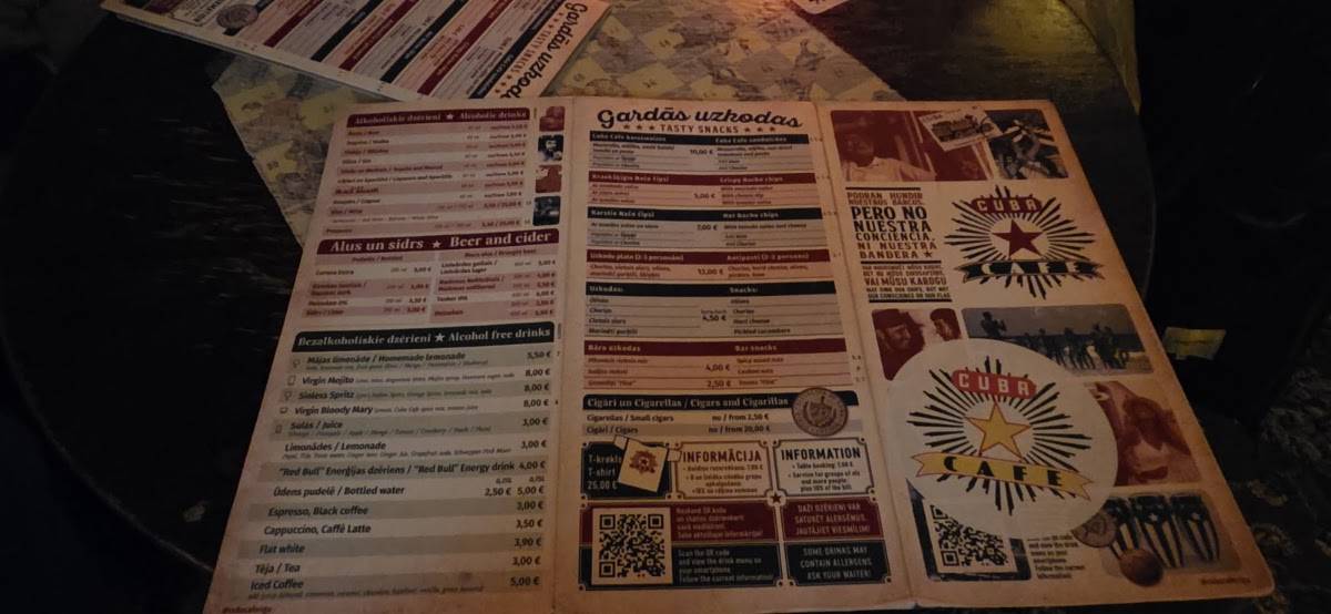 Cuba Cafe меню