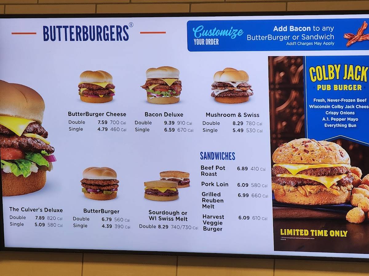 Culver’s меню