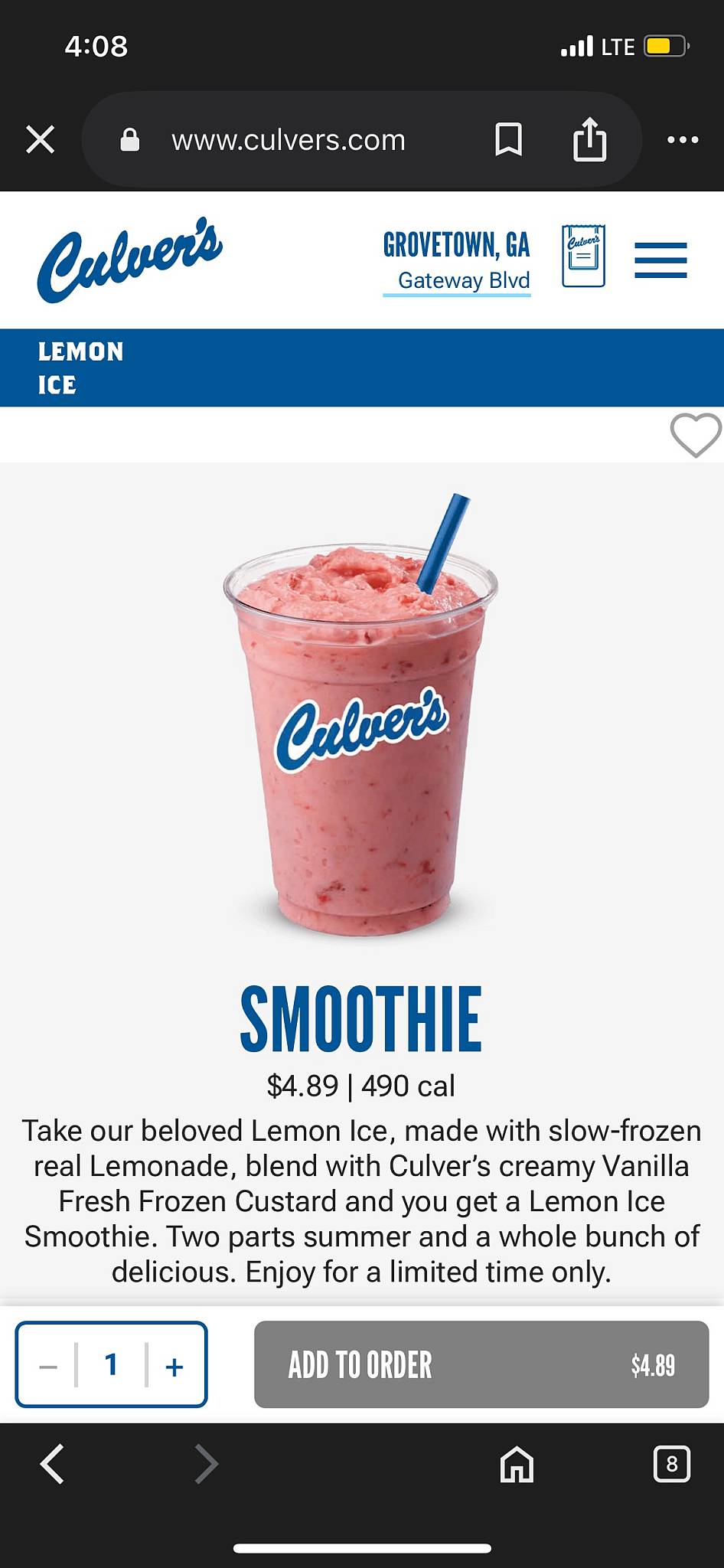 Culver’s меню