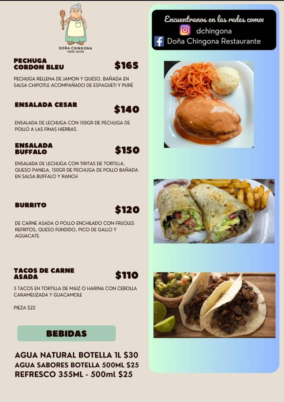 DOÑA CHINGONA RESTAURANT меню