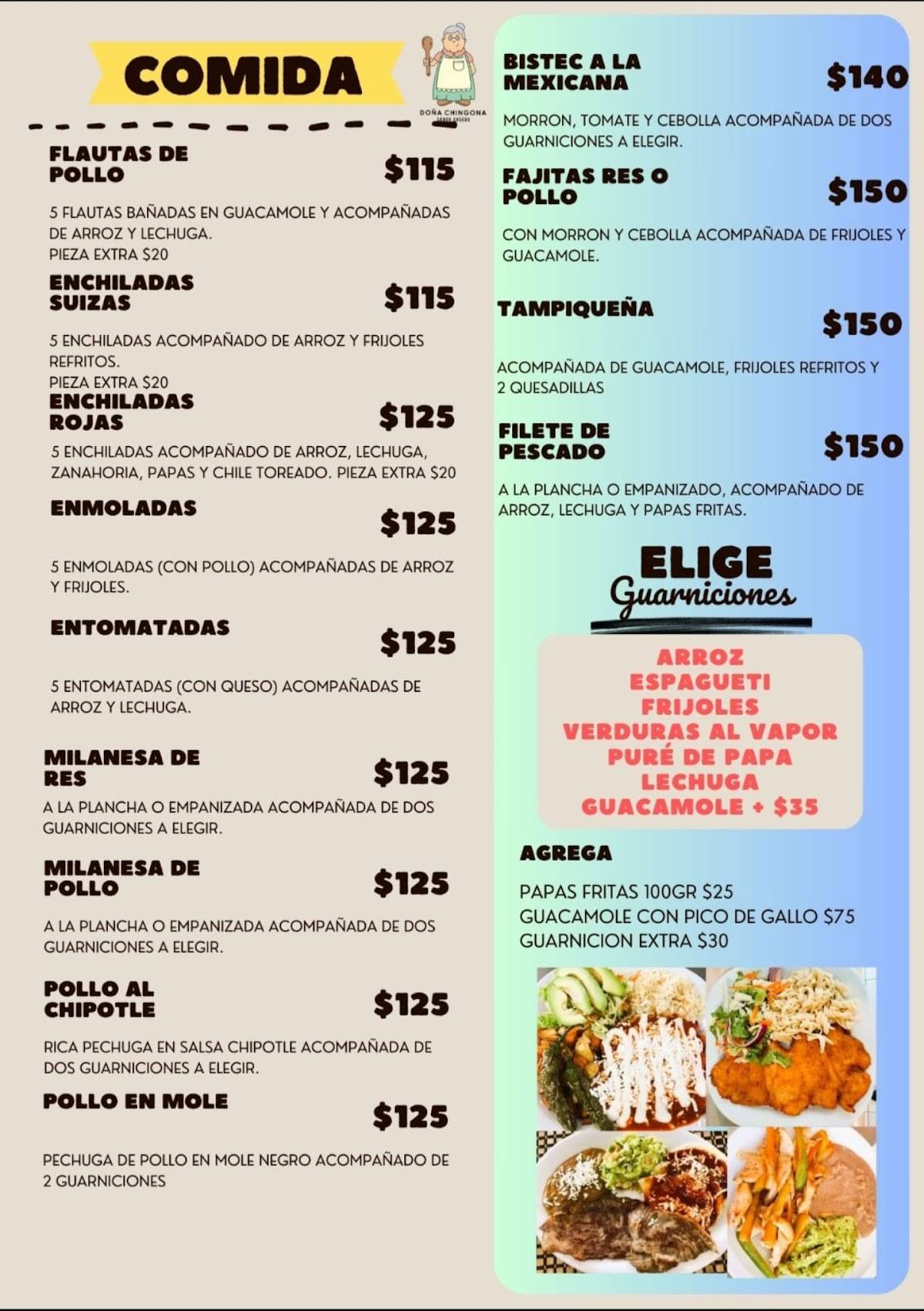 DOÑA CHINGONA RESTAURANT меню