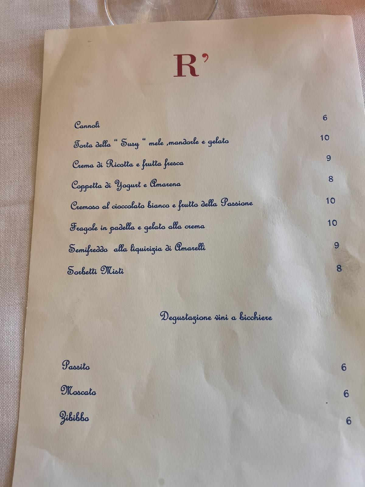 Da Riccà меню