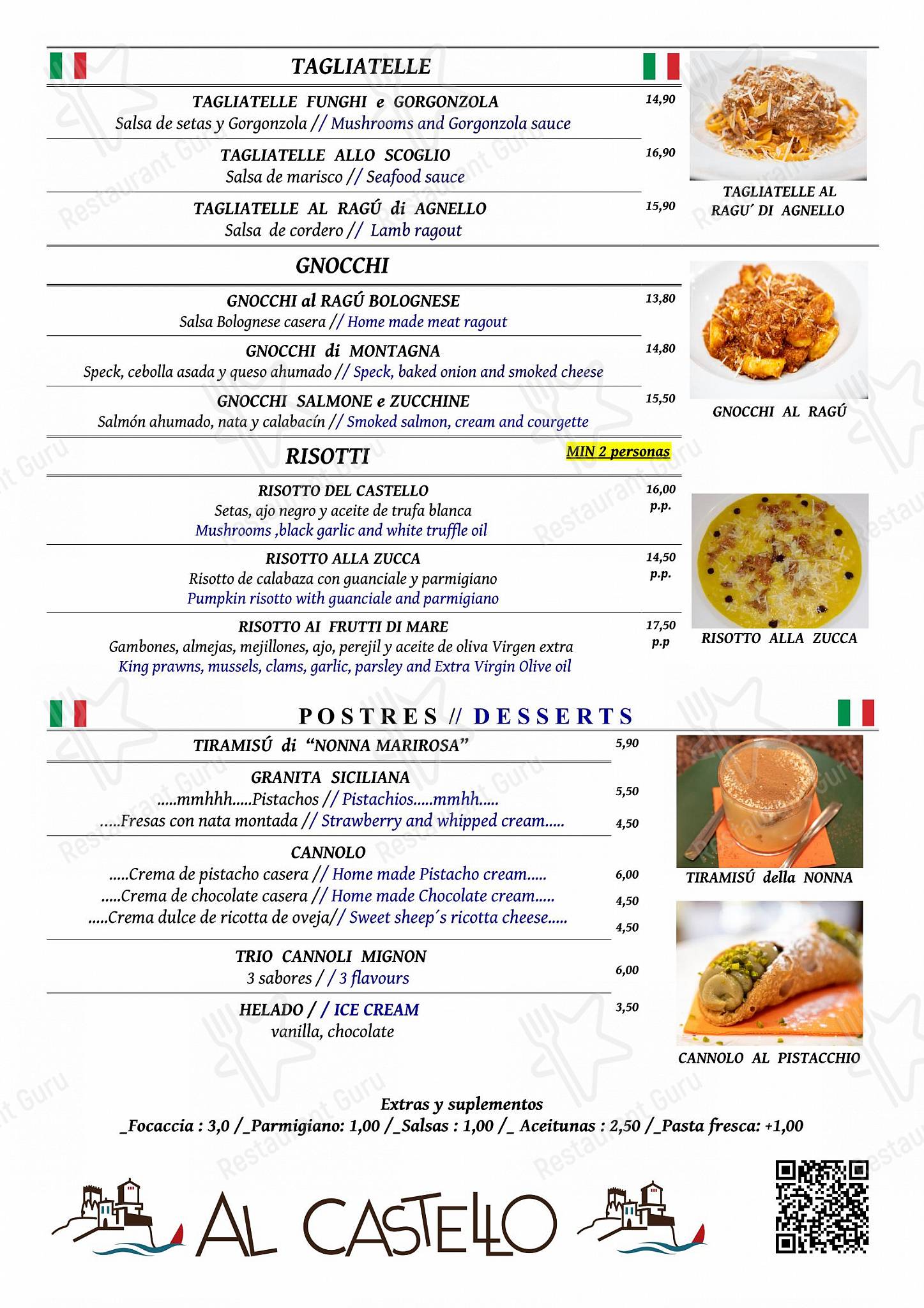 AL CASTELLO - Ristorante ITALIANO меню