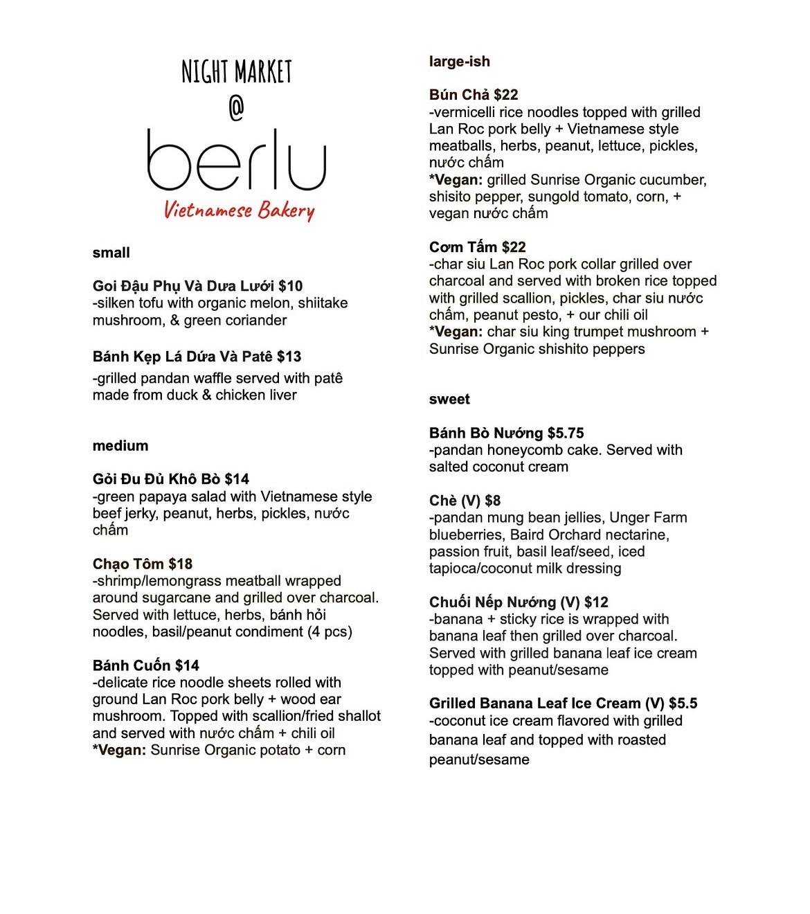Berlu Bakery меню