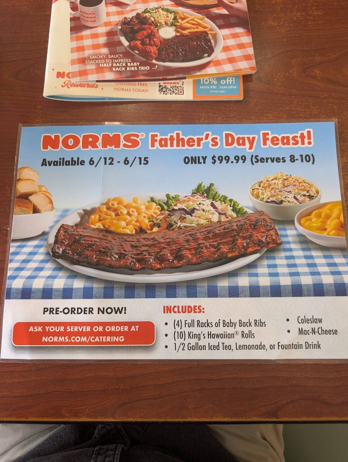 NORMS Restaurant меню