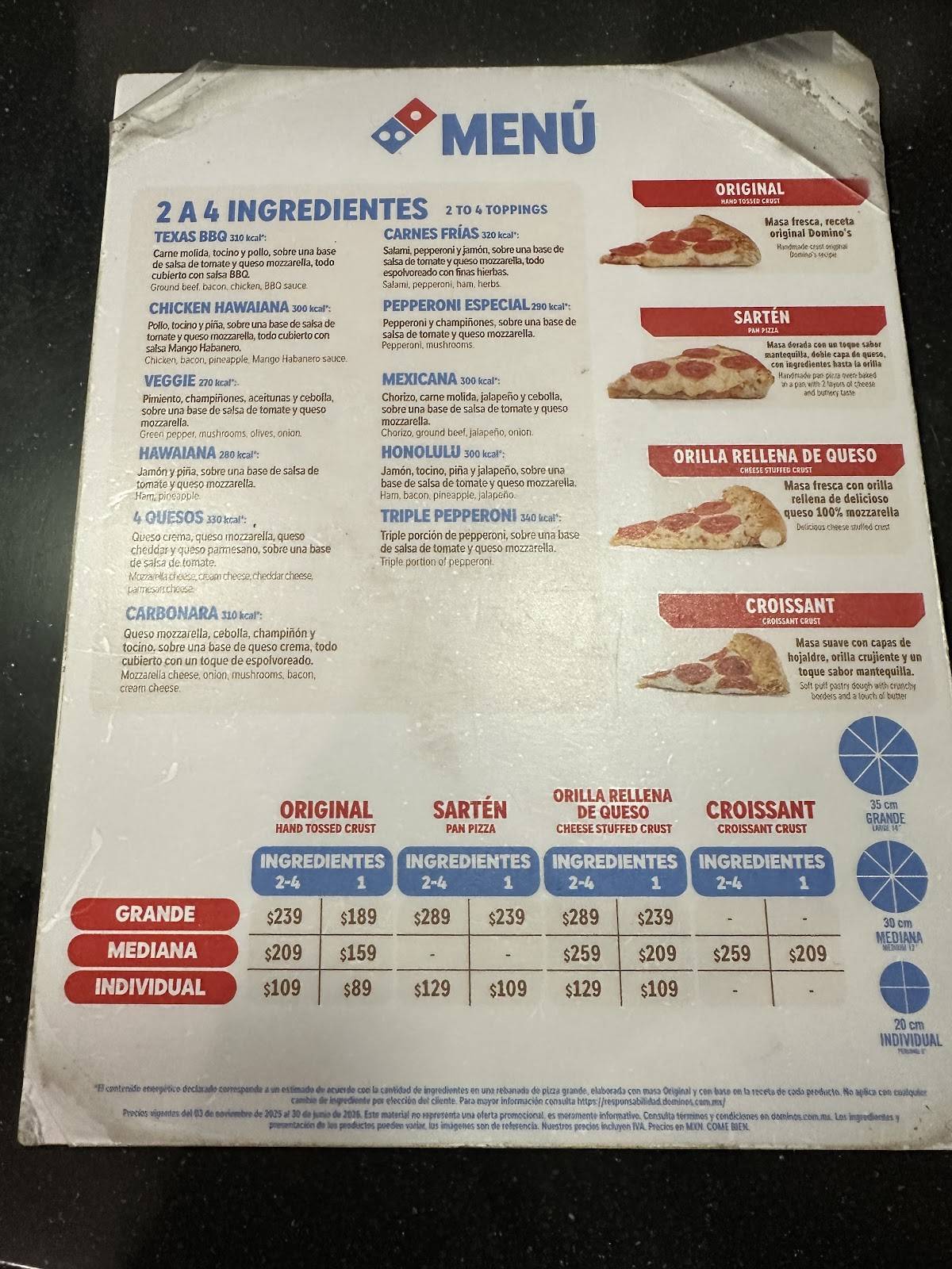 Domino's Altaria Aguascalientes меню