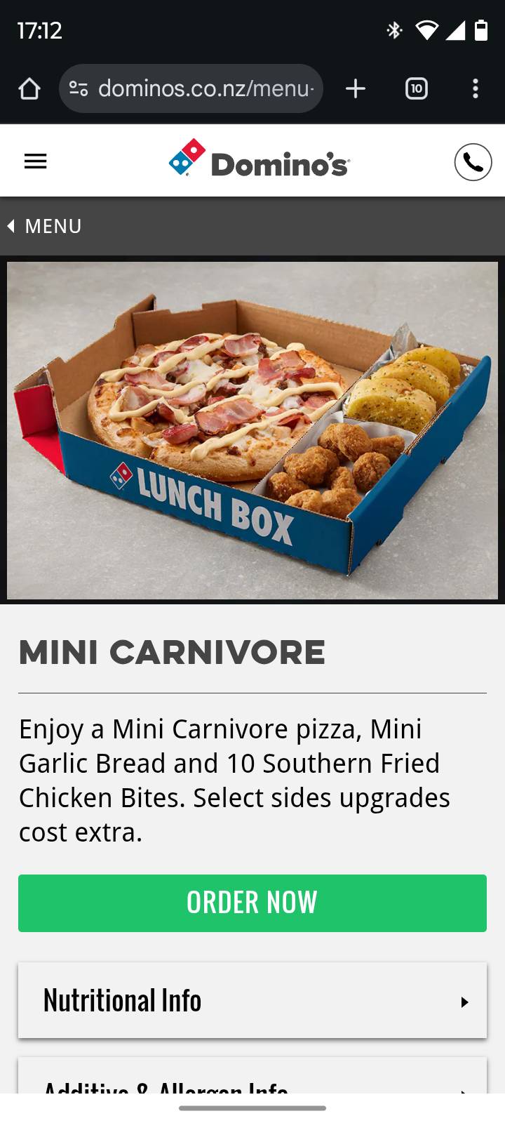 Domino's Pizza Koutu меню
