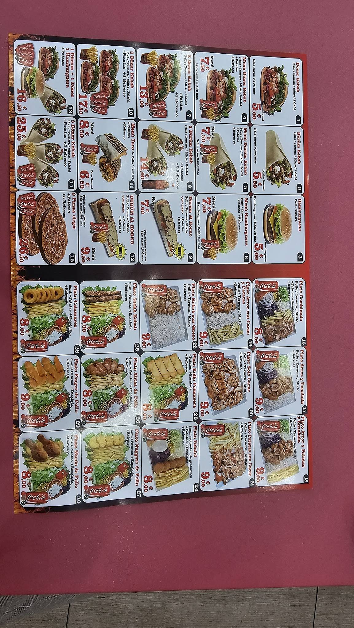Doner kebab меню
