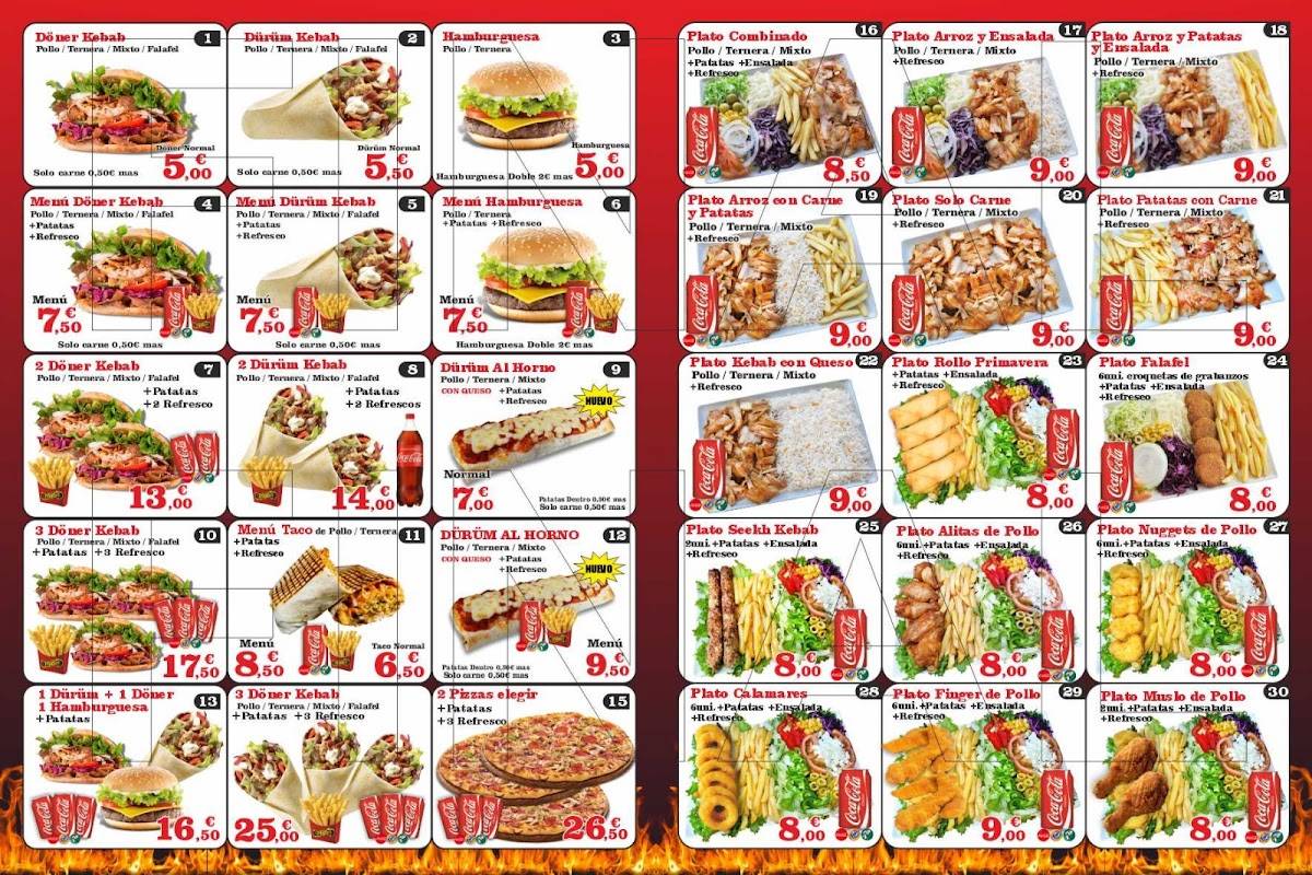 Doner kebab меню