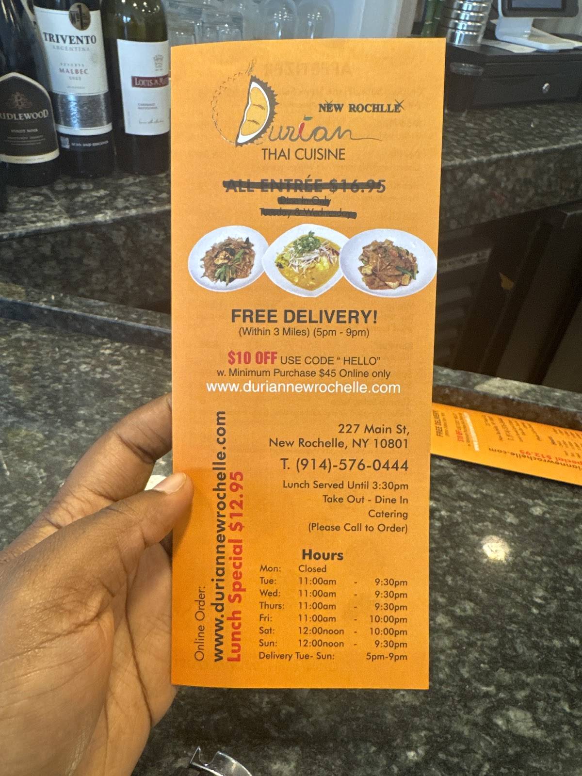 Durian Thai New Rochelle меню