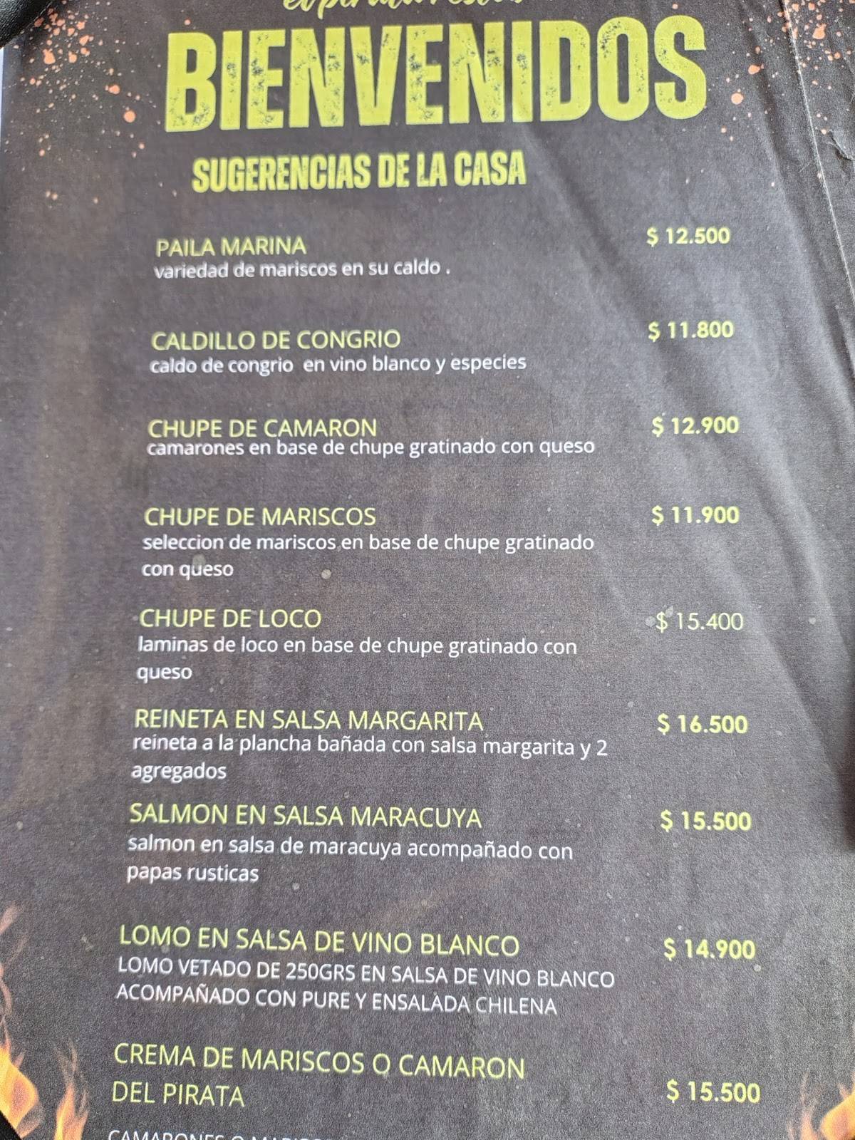 EL PIRATA RESTOBAR меню