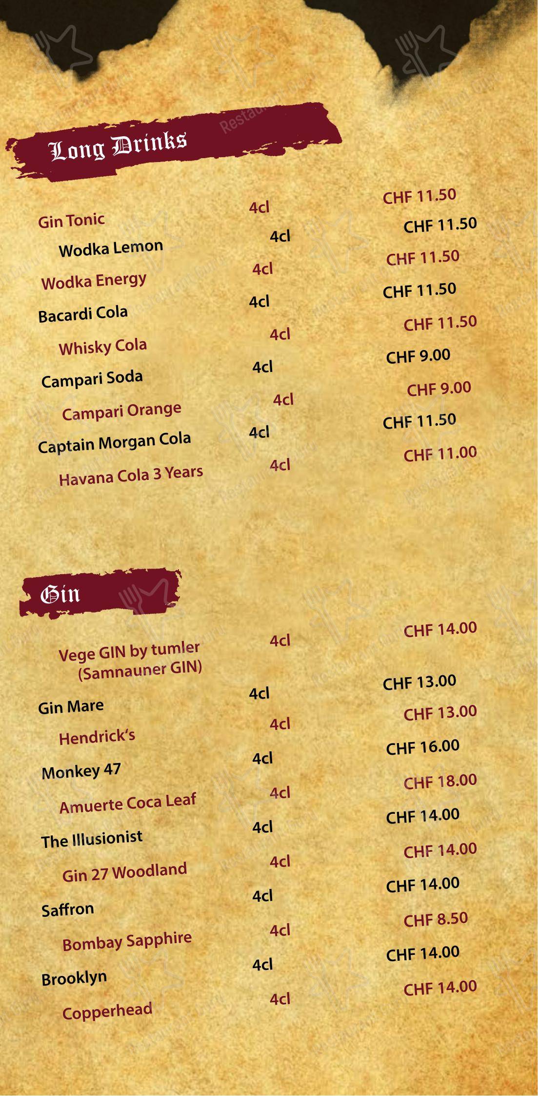 EL RICO - Steakhouse & Burger в Замнауне - Меню напитков