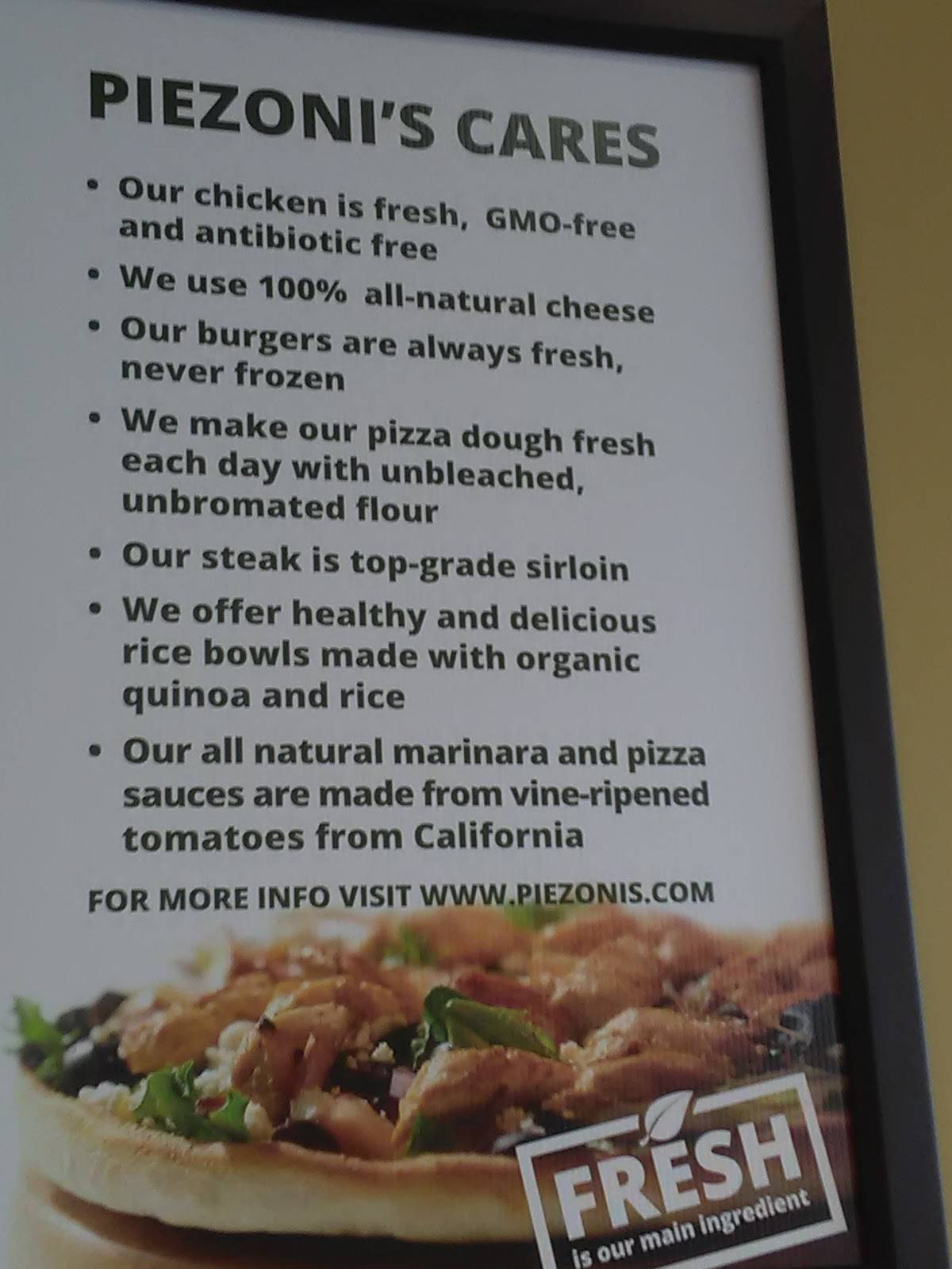 PieZoni's Pizza меню