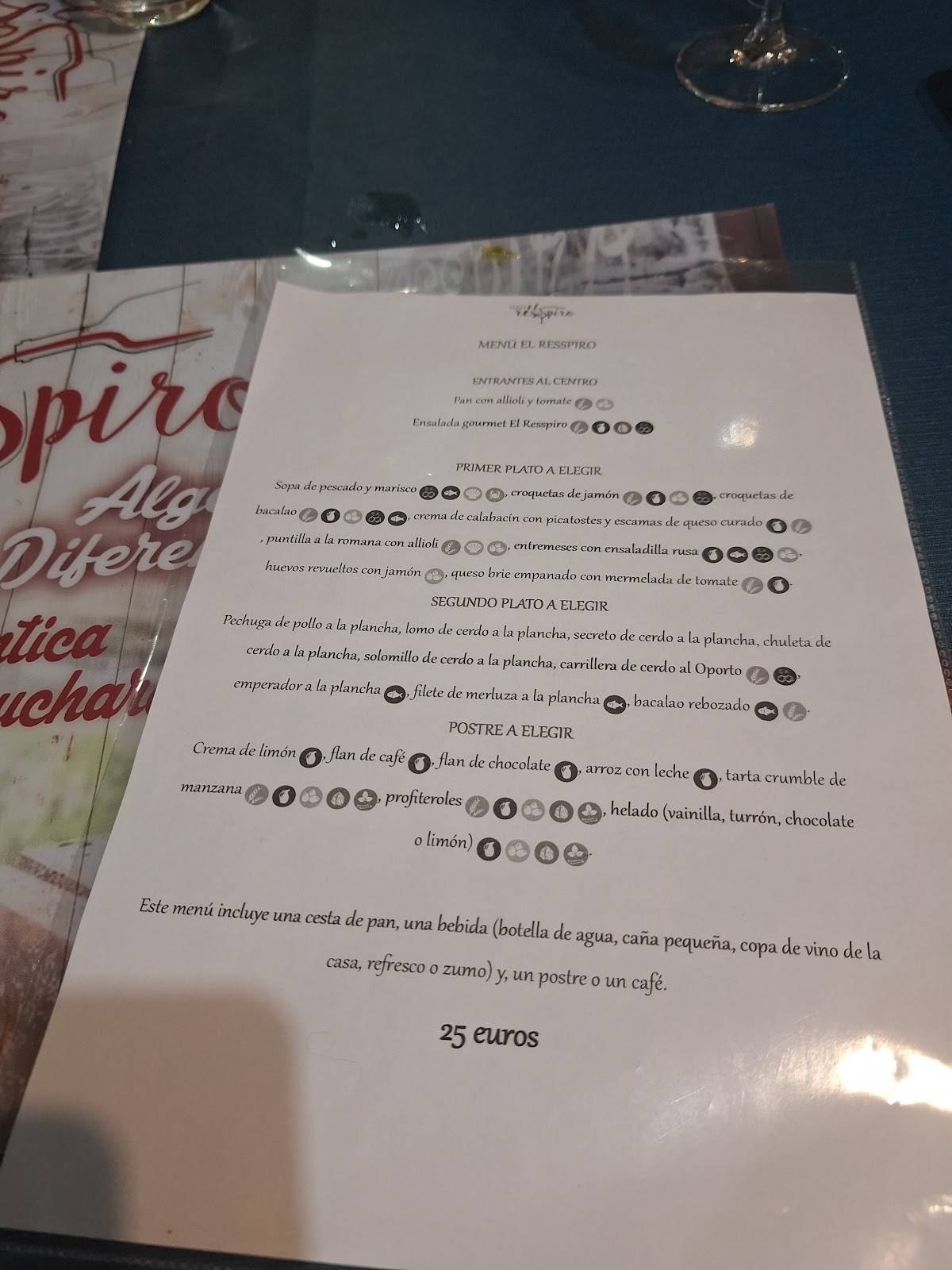 El Resspiro меню