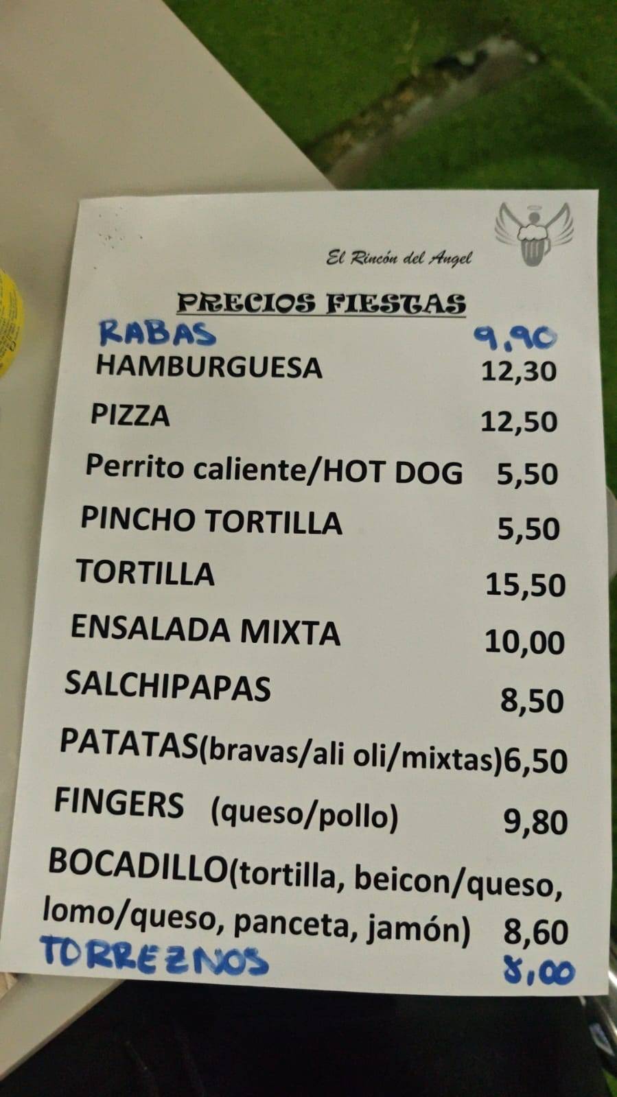 El Rincón del Ángel меню