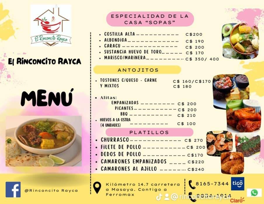 El Rinconcito Rayca меню