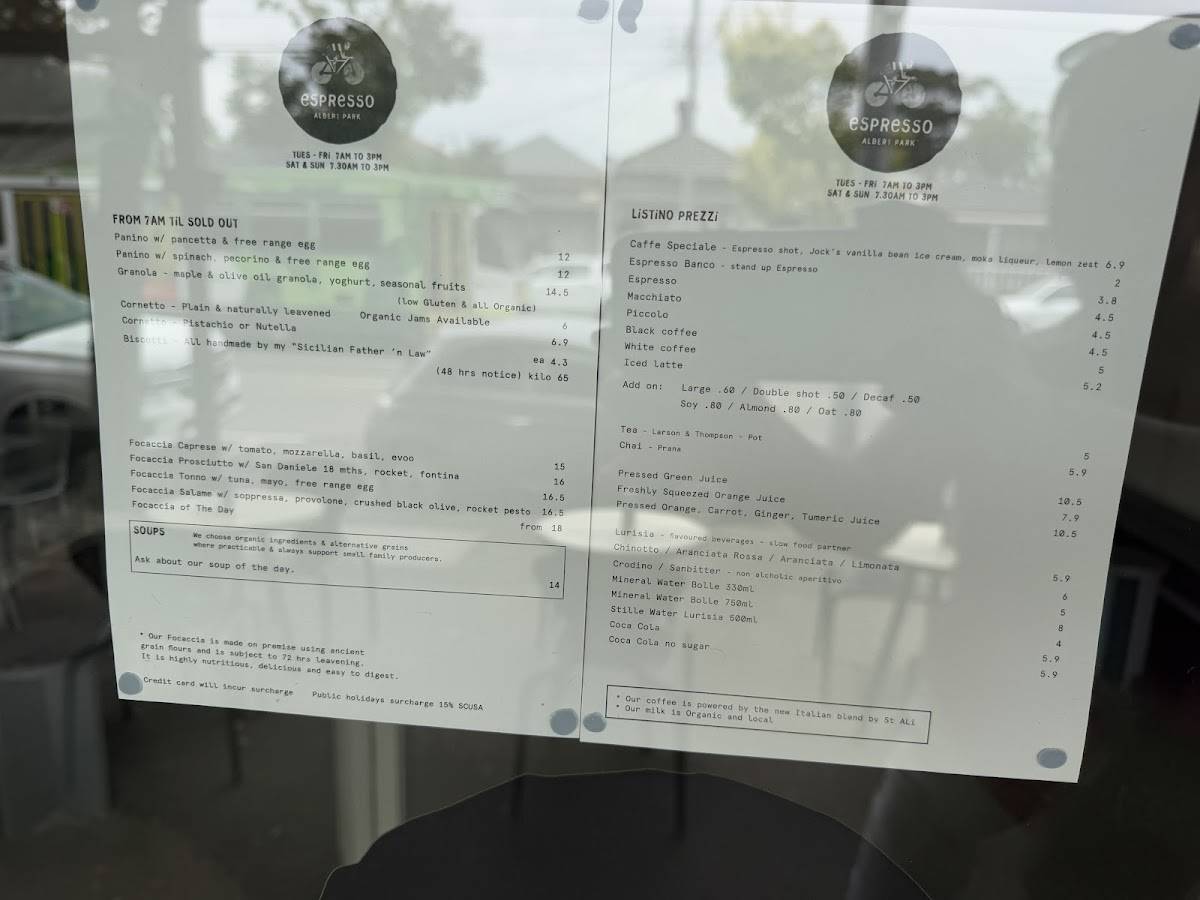 Espresso Albert Park меню