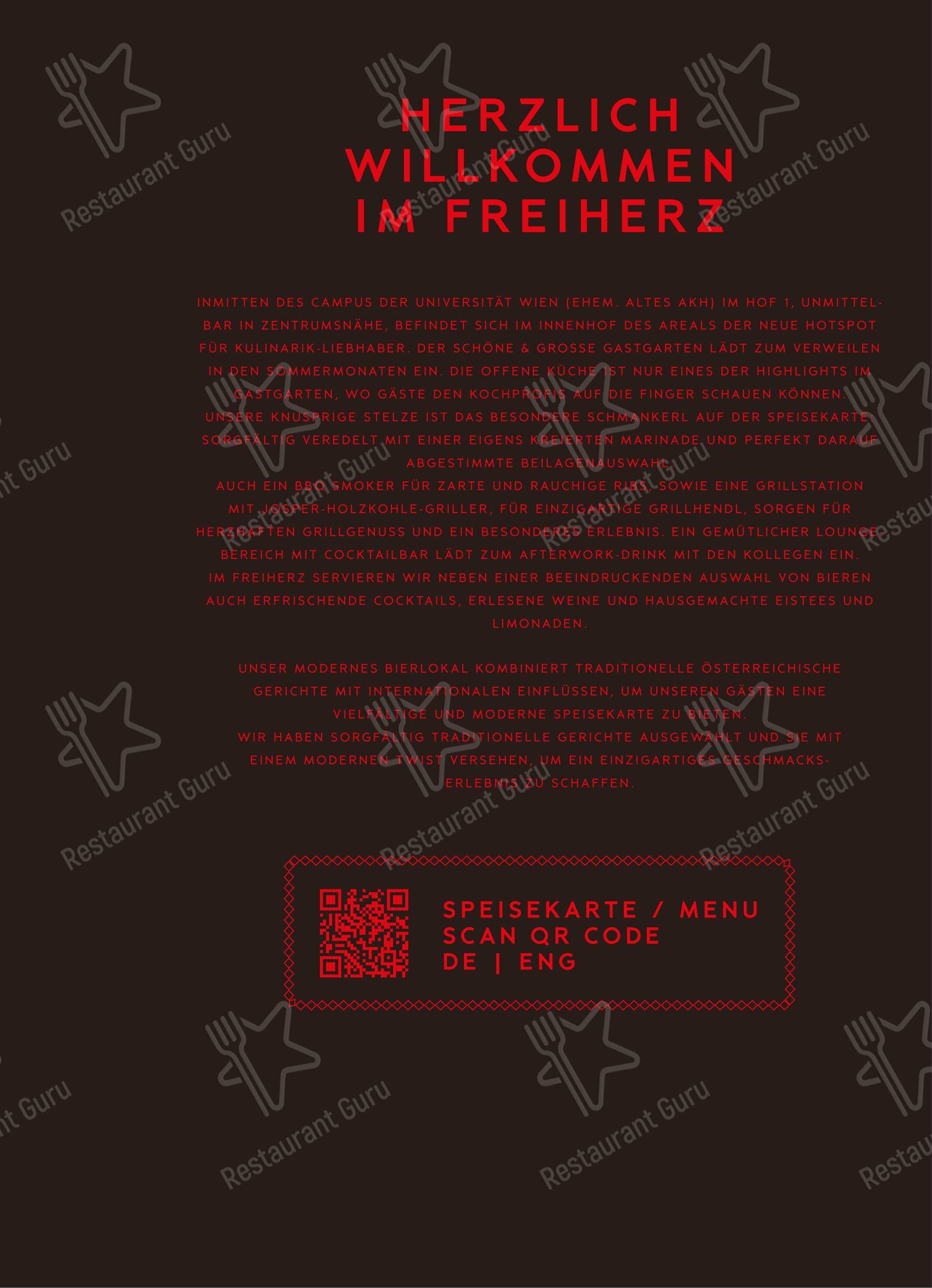 FREIHERZ в Вене - Меню