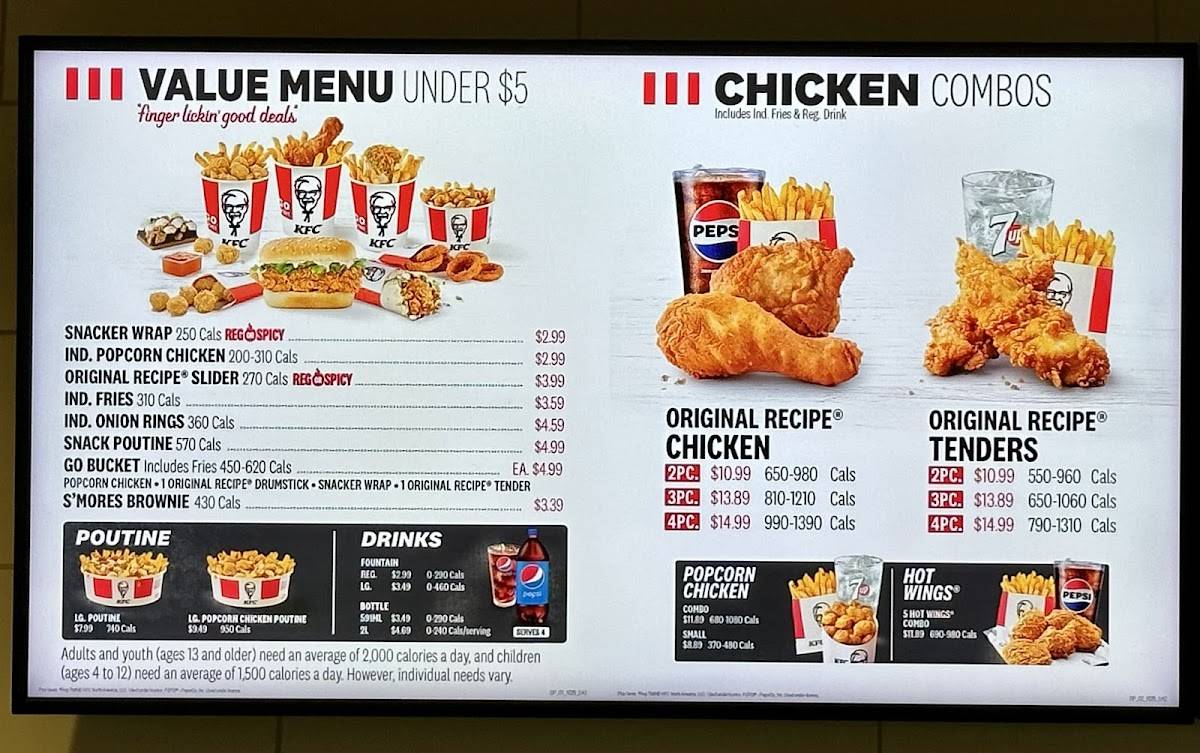 KFC меню