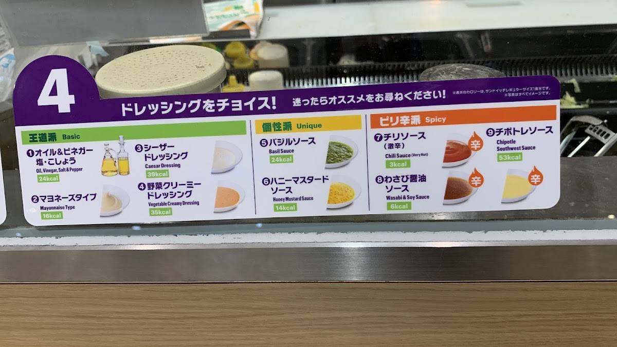 Subway меню