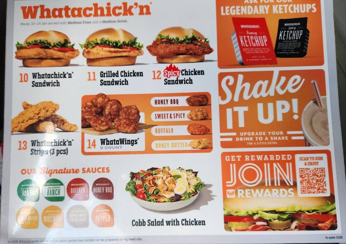 Whataburger меню