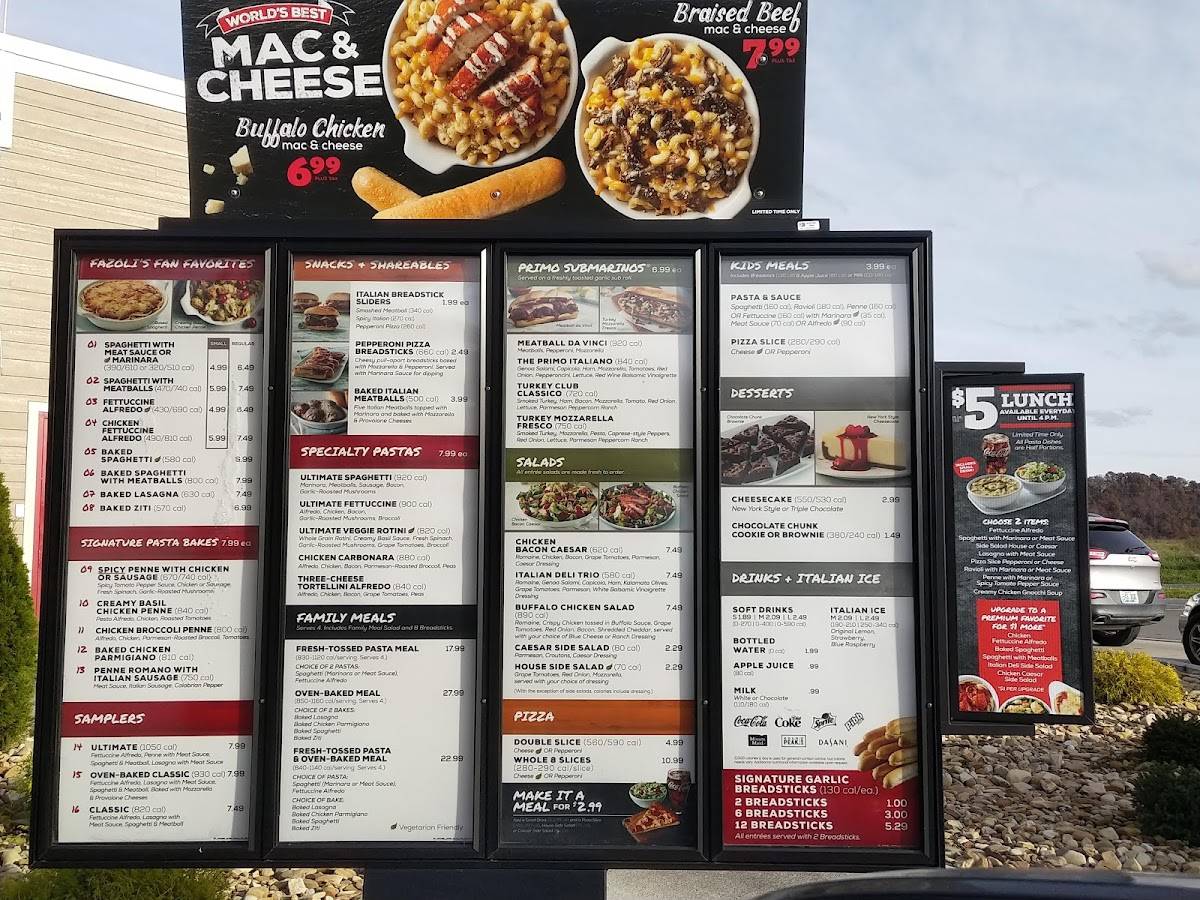 Fazoli's меню