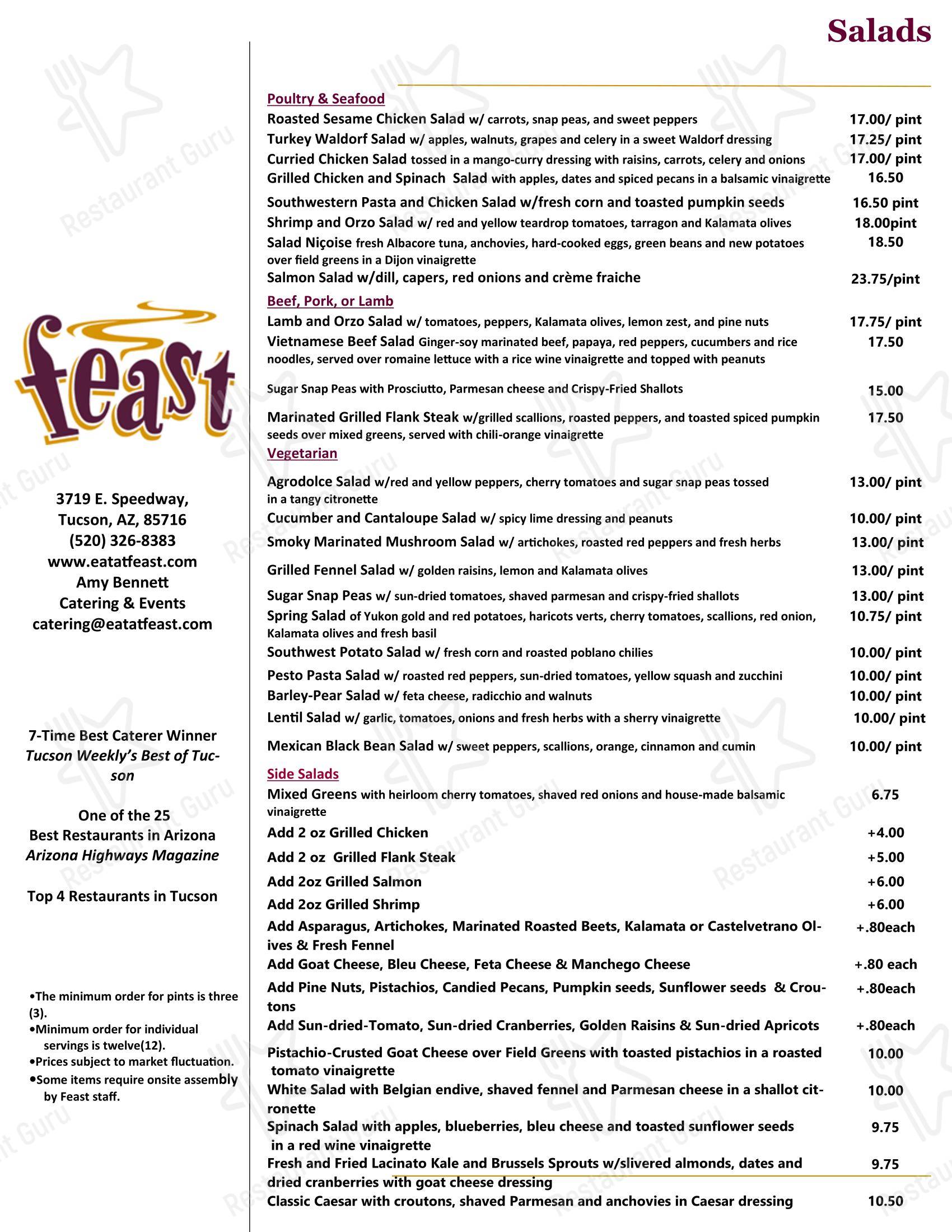 Feast в Тусне - Меню напитков