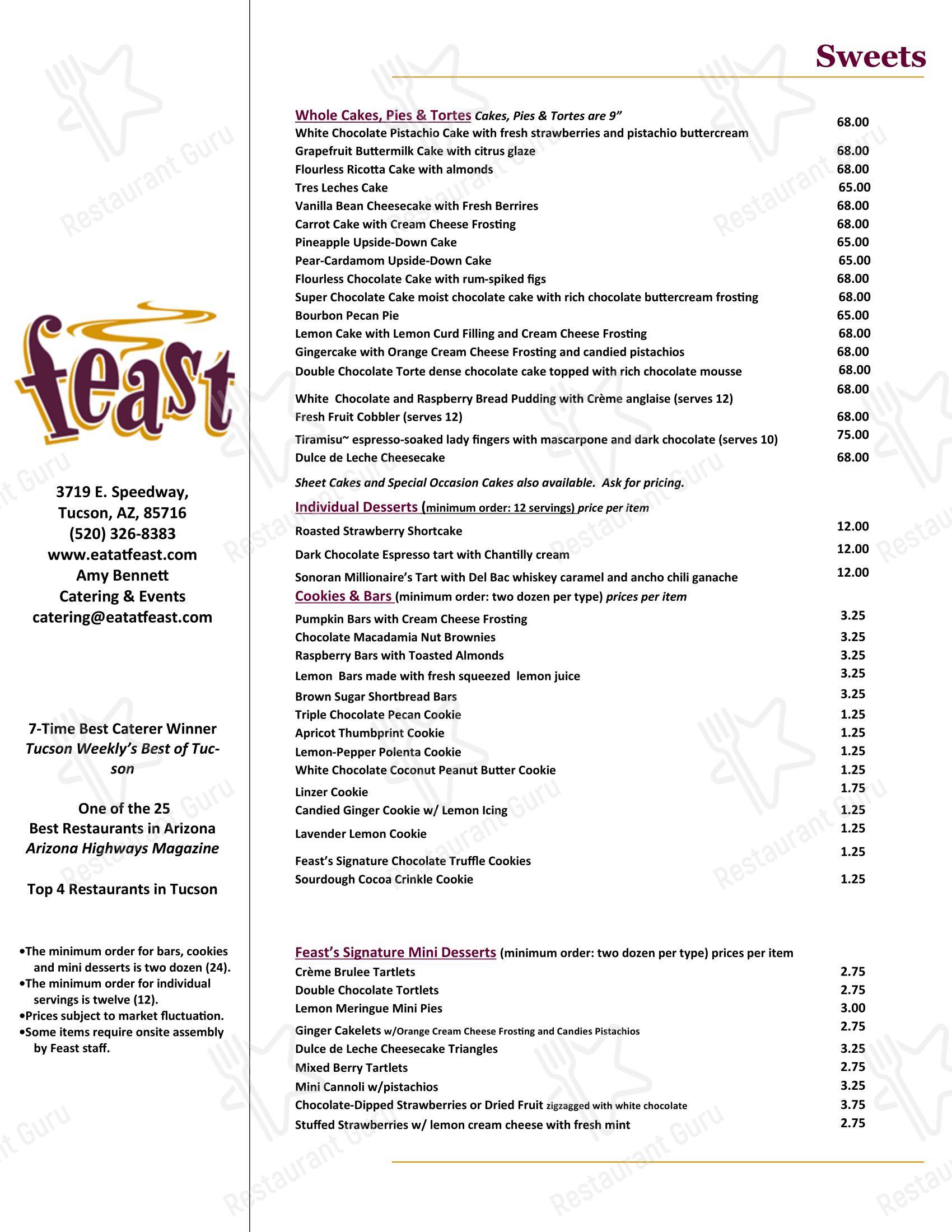 Feast в Тусне - Меню напитков