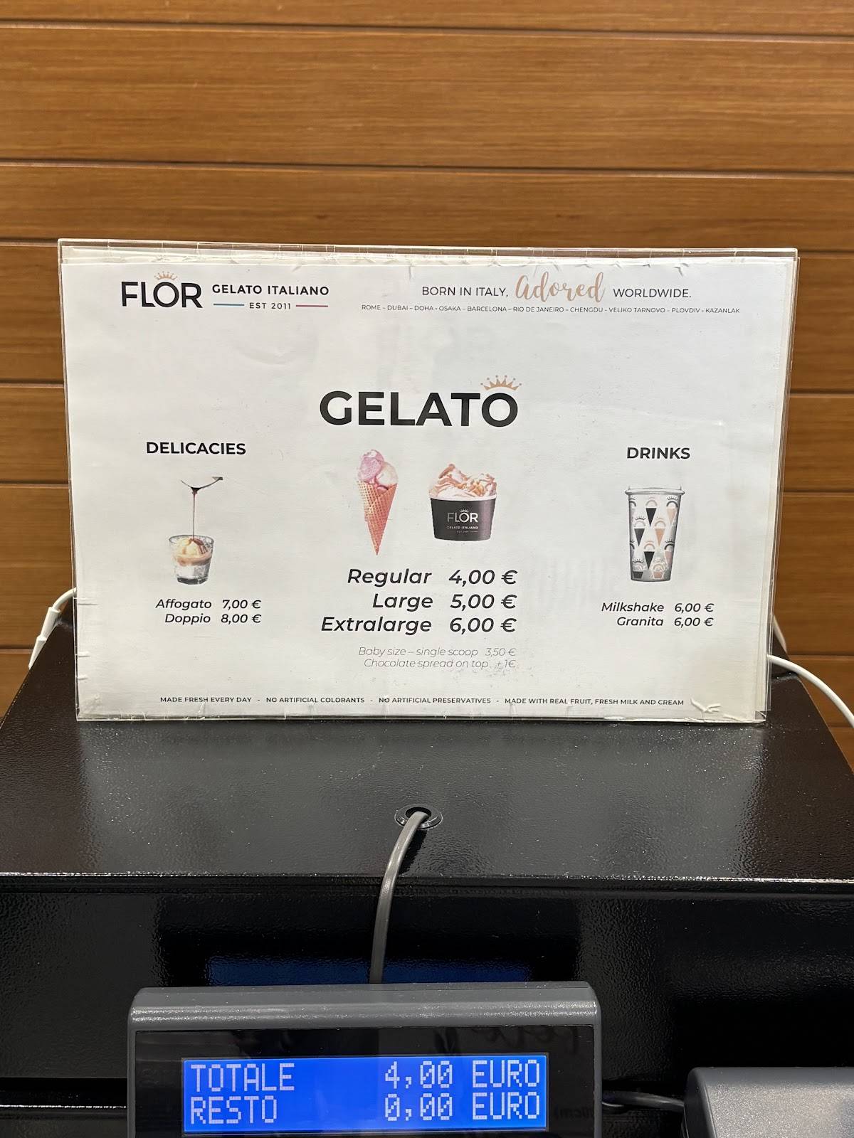 Flor Gelato меню