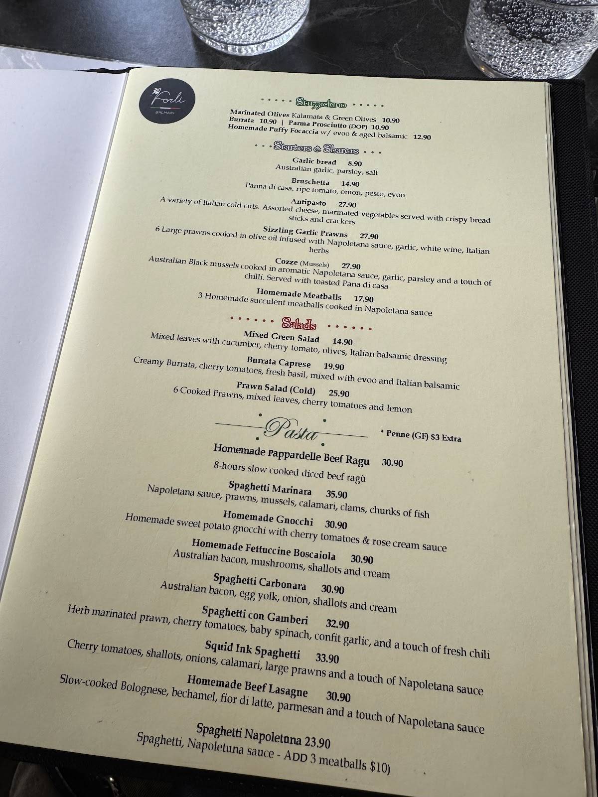 Forli Italian Restaurant меню