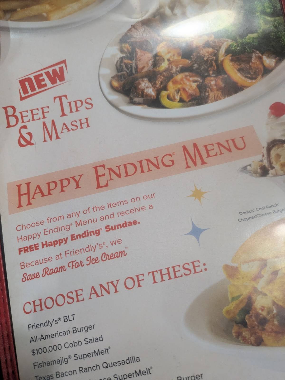Friendly's меню