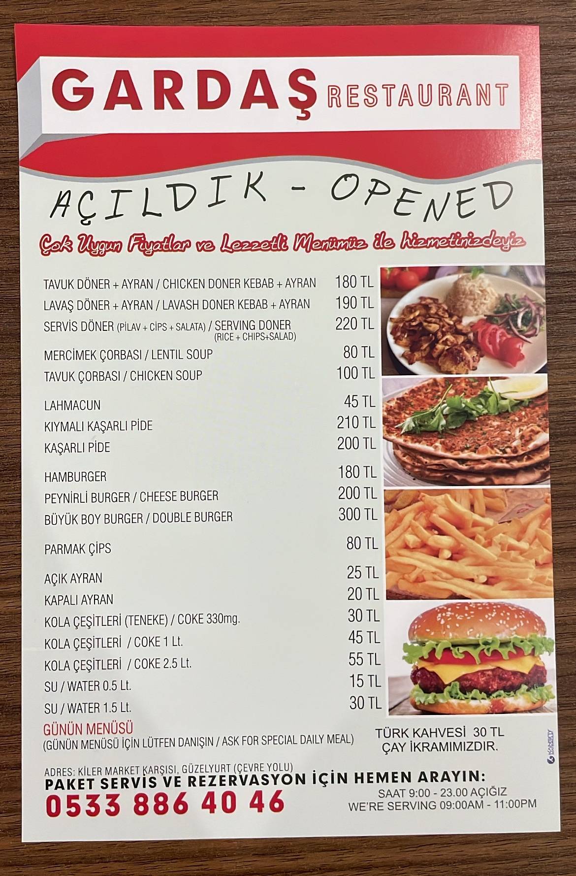 GARDAŞBİR RESTORANT меню