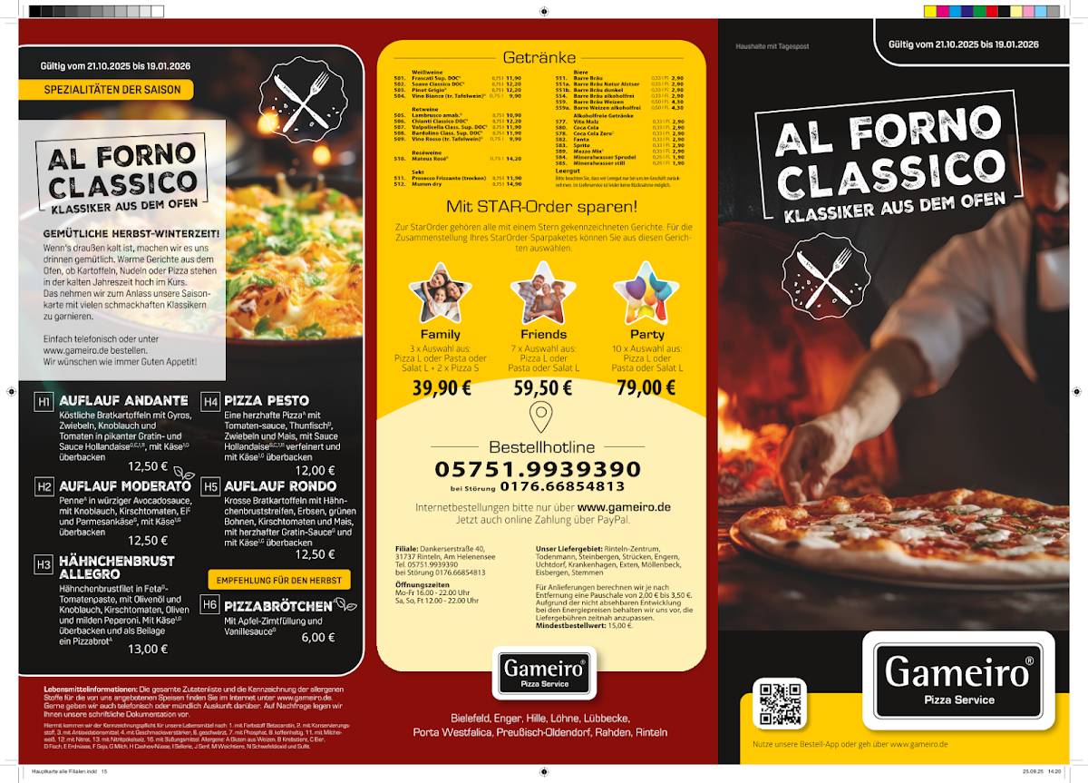 Gameiro Pizza Service RI меню