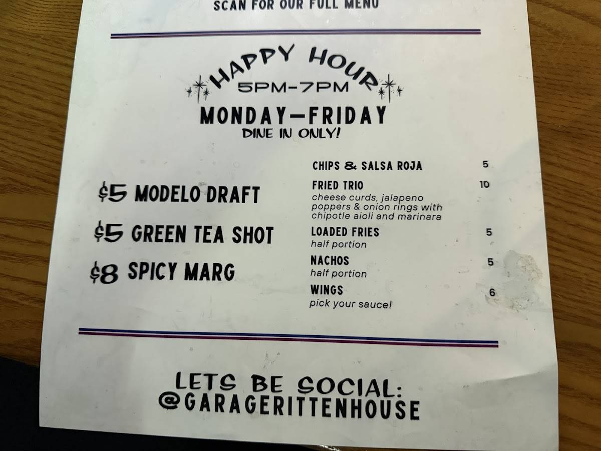 Garage Rittenhouse меню
