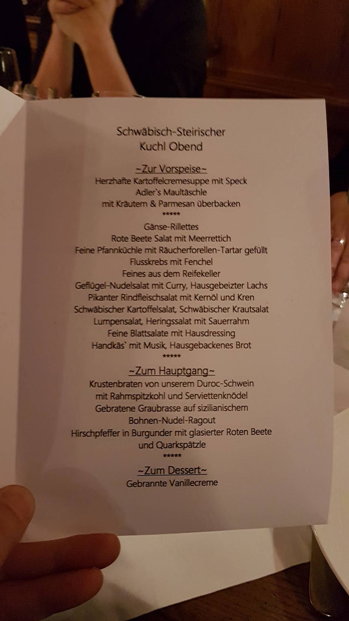 Gasthof Adler - Klaus Sauter меню