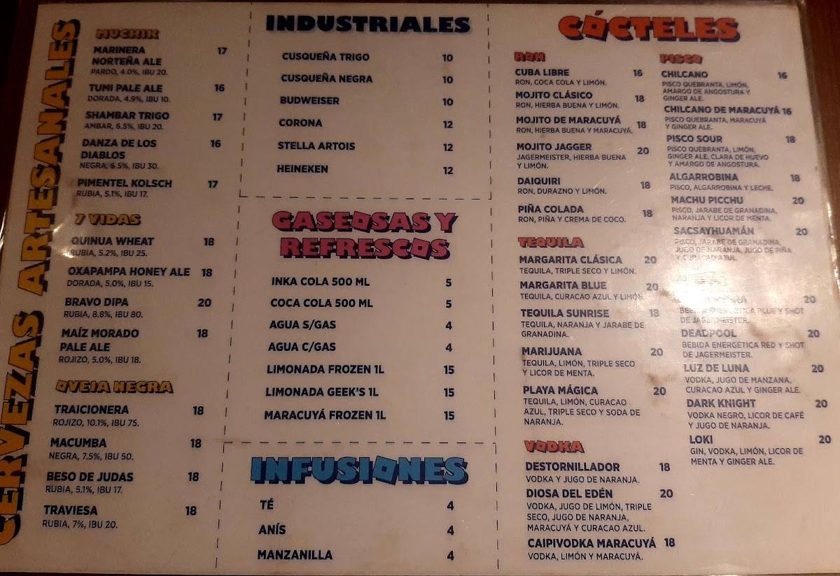Geeks Broster y Ceviche меню