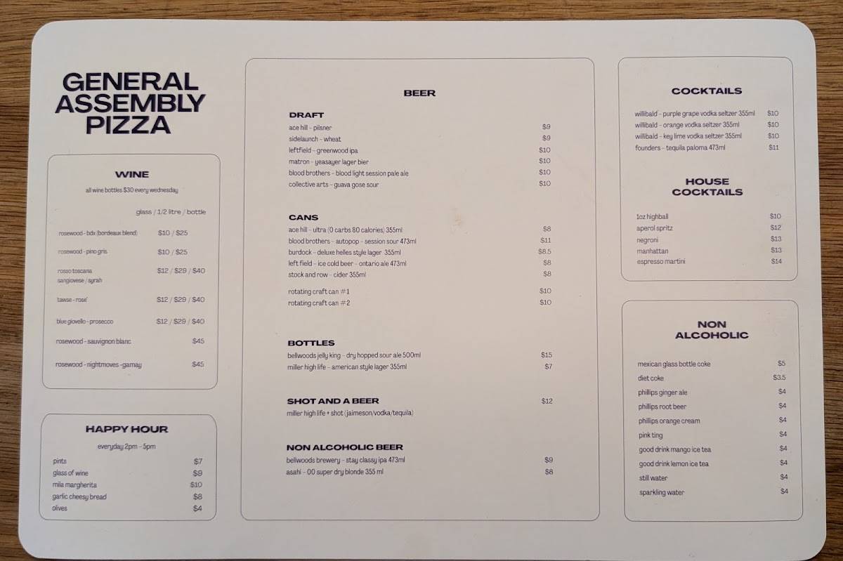 General Assembly Pizza меню